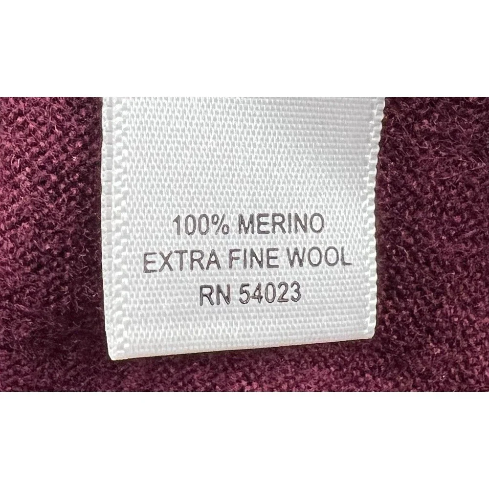 Banana Republic Sweater Mens MED Burgandy Red Merino Wool 1/4‎ Button Mock Neck